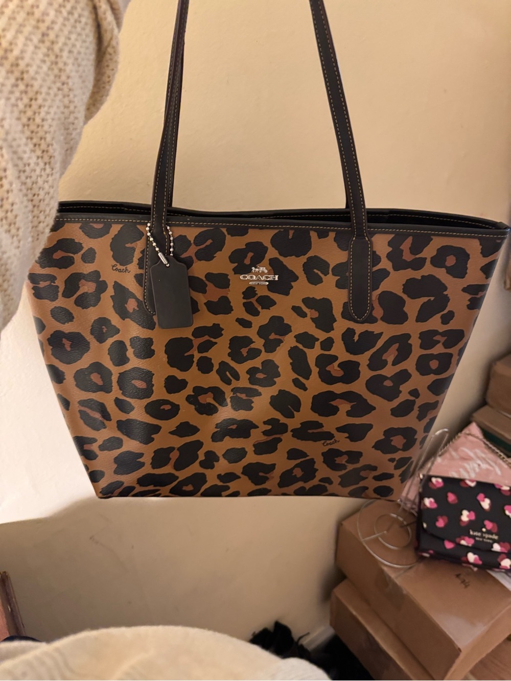 Coach Leopard Animal Print Tote in Brown and Black